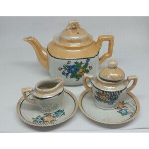 Miniature Luster Ware Tea Set 7 Pc. Occupied Japan